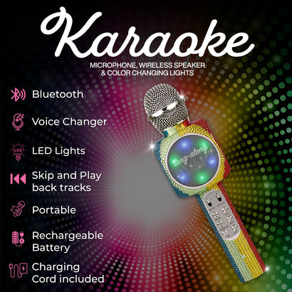 Rainbow Bling Karaoke Microphone & Bluetooth Speaker