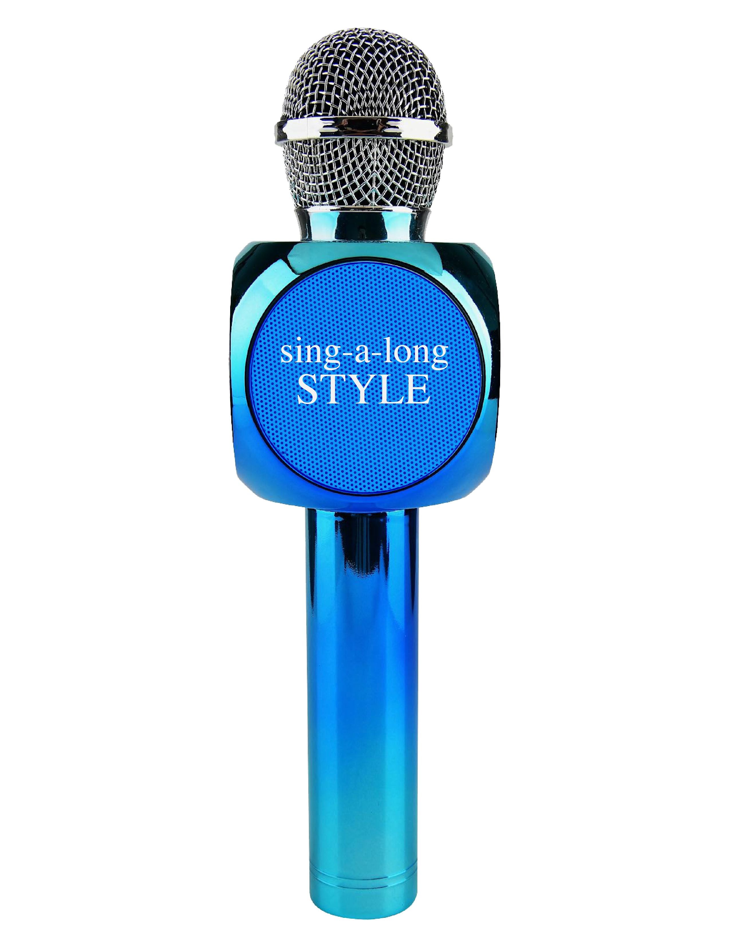 Metallic Blue Karaoke Microphone & Bluetooth Speaker